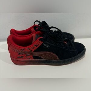 Puma x Batman Suede Classic sneakers in black and red.